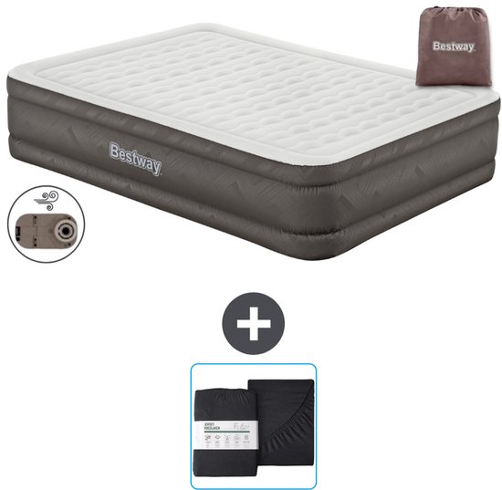 Bestway luchtbed - 2-Persoons - 152 x 203 x 46 cm - Bruin - Inclusief pomp en Hoeslaken van Bestway