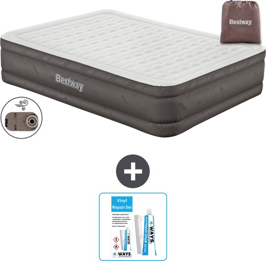 Bestway luchtbed - 2-Persoons - 152 x 203 x 46 cm - Bruin - Inclusief pomp - Reparatieset van Bestway