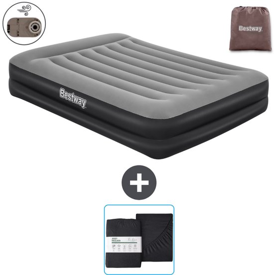 Bestway luchtbed - 2-Persoons - 152 x 203 x 46 cm - Grijs - Inclusief pomp en Hoeslaken van Merkloos