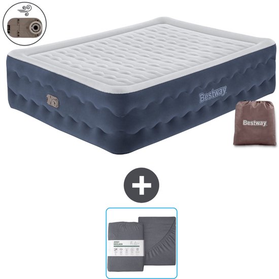 Bestway luchtbed - 2-Persoons - 152 x 203 x 51 cm - Blauw - Inclusief pomp en Hoeslaken van Bestway