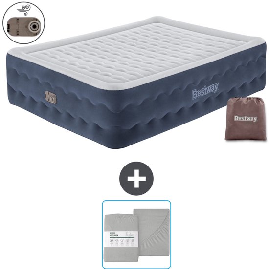 Bestway luchtbed - 2-Persoons - 152 x 203 x 51 cm - Blauw - Inclusief pomp en Hoeslaken van Bestway