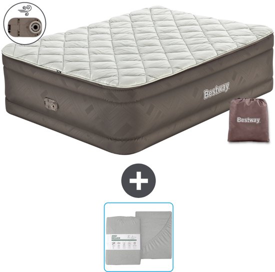 Bestway luchtbed - 2-Persoons - 152 x 203 x 51 cm - Bruin - Inclusief pomp en Hoeslaken van Bestway
