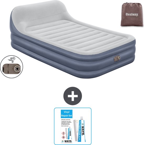 Bestway luchtbed - 2-Persoons - 152 x 226 x 46 cm - Grijs - Inclusief pomp - Reparatieset van Bestway