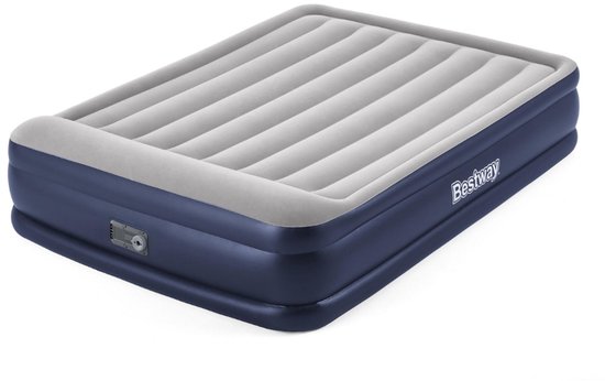 Bestway – Luchtbed – 2-Persoons – 152×203×46 cm – Grijs/Blauw – Met Ingebouwde Elektrische Pomp – Incl. 3-in-1 Opbergtas - 2-persoons Luchtbed - Luchtbed Met Pomp - Luchtbed Voor Logeren - Luchtbed Voor Binnengebruik - Luchtbed Met Hoofdkussen van Merkloos