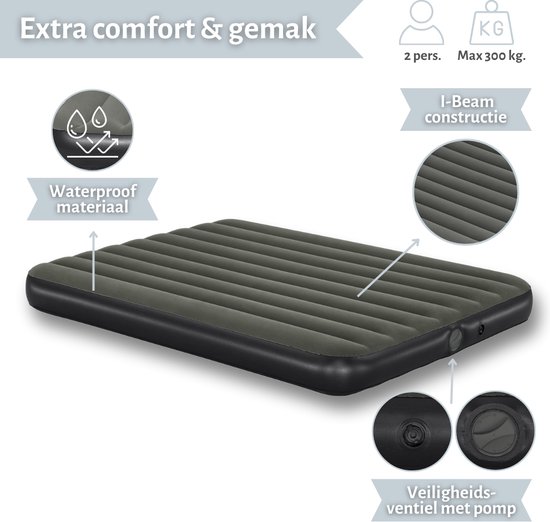 Bestway luchtbed - 2-Persoons - 152x203x25 cm (BxLxH) - Groen - Met ingebouwde USB oplaadbare pomp van Bestway