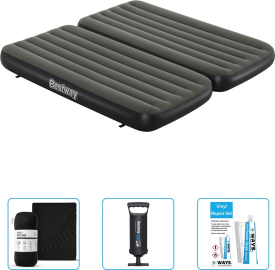 Bestway luchtbed - 3-in-1 - 1-Persoons - 2-Persoons - 99 x 188 x 25 cm - Groen - Inclusief Hoeslaken - Pomp en Reparatieset van Bestway