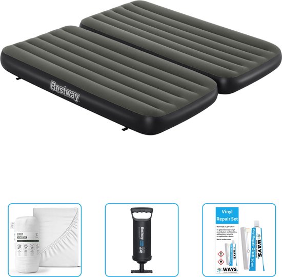 Bestway luchtbed - 3-in-1 - 1-Persoons - 2-Persoons - 99 x 188 x 25 cm - Groen - Inclusief Hoeslaken - Pomp en Reparatieset van Bestway