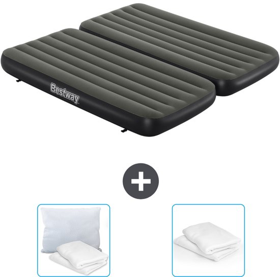 Bestway luchtbed - 3-in-1 - 1-Persoons - 2-Persoons - 99 x 188 x 25 cm - Groen - Inclusief Kussen en Kussenbeschermer