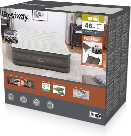 Bestway Luchtbed Fortech met ingebouwde pomp 203x152x46 cm van Bestway