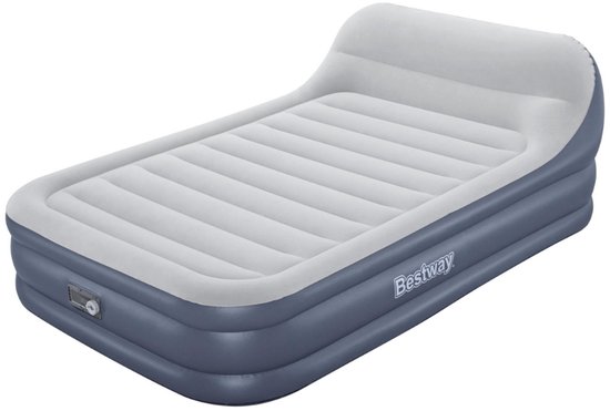 Bestway – Luchtbed met Hoofdbord – 2-Persoons – 152×226×46 cm – Grijs – Met Ingebouwde Elektrische Pomp – Incl. 3-in-1 Opbergtas - Luchtbed - 2-persoons Luchtbed - Luchtbed Met Hoofdbord - Elektrische Pomp - Binnen Gebruik van Merkloos