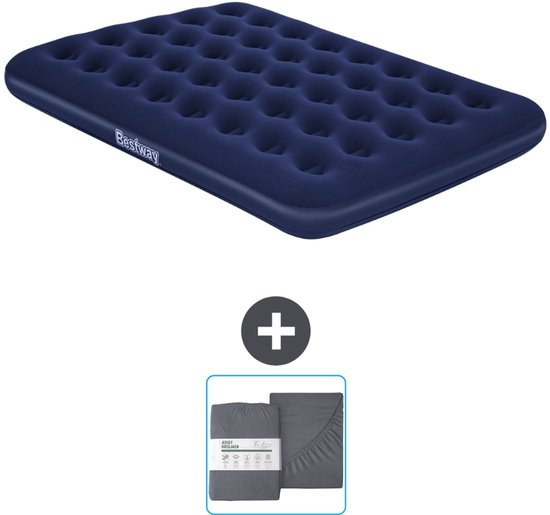 Bestway luchtbed - Twijfelaar - 137 x 191 x 22 cm - Blauw - Inclusief en Hoeslaken van Bestway