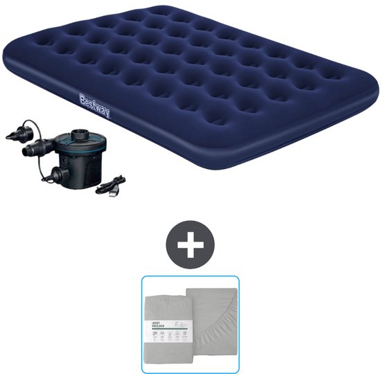 Bestway luchtbed - Twijfelaar - 137 x 191 x 22 cm - Blauw - Inclusief pomp en Hoeslaken van Bestway