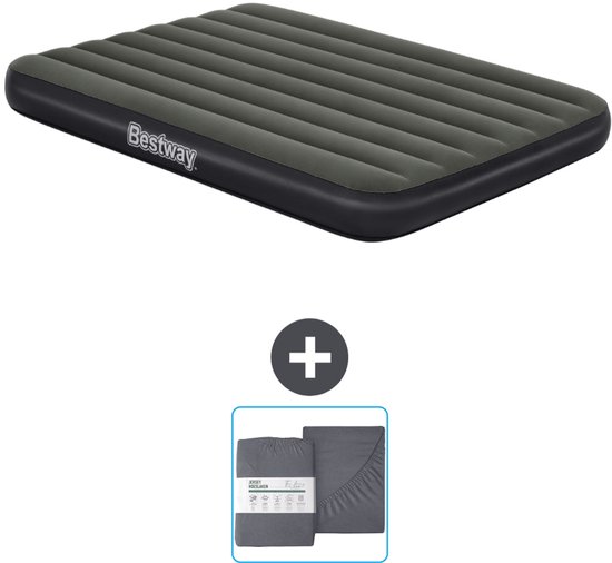 Bestway luchtbed - Twijfelaar- 137 x 191 x 25 cm - Groen - Inclusief en Hoeslaken