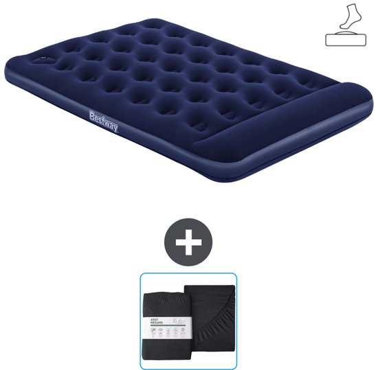 Bestway luchtbed - Twijfelaar - 137 x 191 x 28 cm - Blauw - Inclusief pomp en Hoeslaken van Bestway