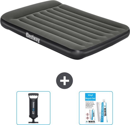 Bestway luchtbed - Twijfelaar - 137 x 191 x 30 cm - Groen - Inclusief Pomp en Reparatieset van Bestway