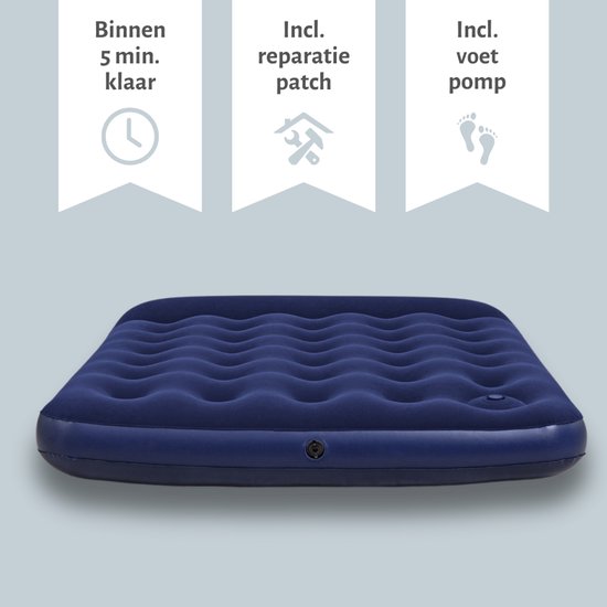 Bestway – Luchtbed – Twijfelaar – 137×191×28 cm – Blauw – Met Ingebouwde Voetpomp - Luchtbed - Camping - Buiten - Comfort - Voetpomp van Merkloos