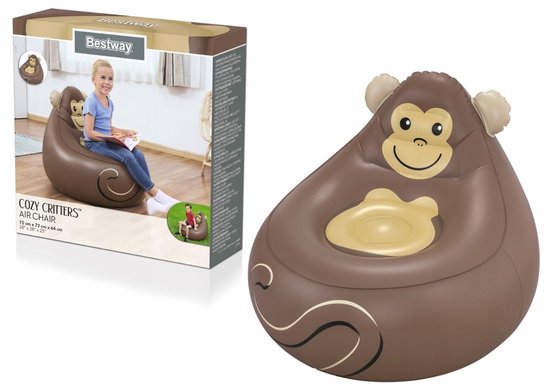 Bestway Opblaasbare Zitzak Aap 72x72x64 cm - Comfortabel en leuk