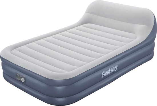 Bestway Tritech Queen Sleekflow Ingebouwd Dubbel Luchtbed Met Pomp Grijs 226x152x84cm van Bestway