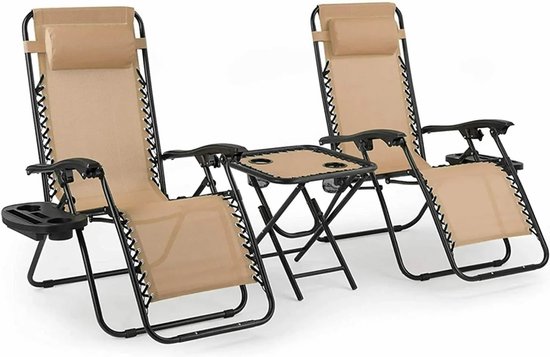 Betaalbare Goederen® Campingstoel - Beige - Set van 2 - campingtafel - vouwstoel - campingstoelen - campingstoel opvouwbaar - camping stoel
