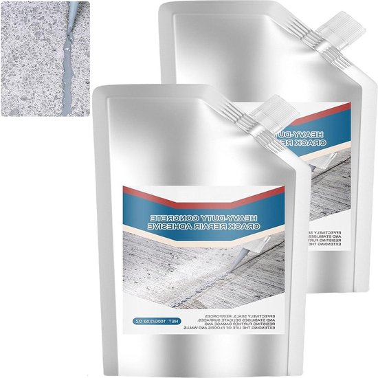 Beton Reparatie Lijm - Scheurvuller Kit - Oprit Herstellen - Waterdicht Weerbestendig - 2 Stuks - Grijs van Merkloos