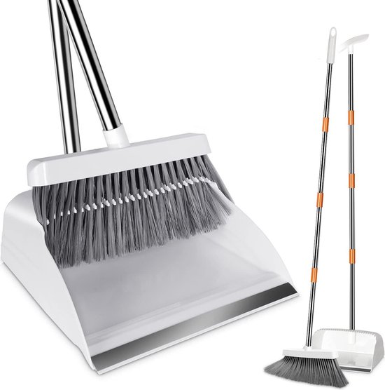 Bezem veegschep set - veegset met 130 cm uittrekbare steel - veegmachine & rechtopstaande veegset combo - veegschep met kamtanden voor thuis kantoor lobbyverkeer van Unger