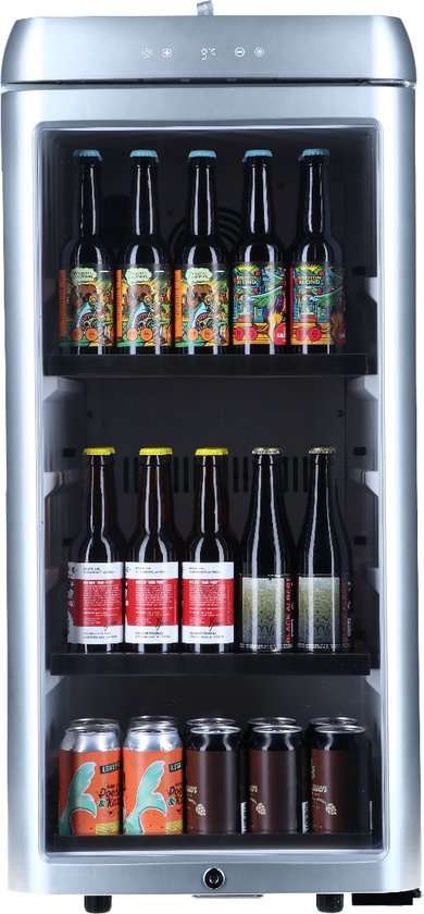 Bierkoelkast Amsterdam Zilver - glazen deur - 85 flessen - Koelkast horeca - Bier koelkast voor Thuis - Flessenkoelkast- Drank koelkast - Bierkast van MaxxHome
