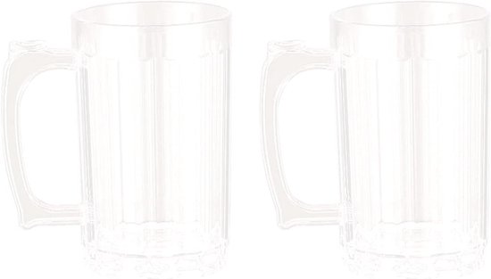 Bierpul set - Biertank mokken - Buitenfeesten organiseren - Onbreekbaar acrylmateriaal - 600ml - Transparant