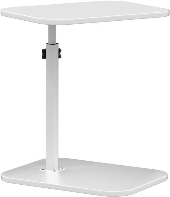 Bijzettafel C-vorm - Verrijdbaar Tafelblad - Flexibel Werkstation - In Hoogte Verstelbaar - 40 x 30 x 80 cm - Wit