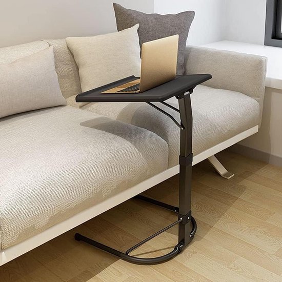Bijzettafel Laptoptafel - Computer Bureau - Comfortabel Werken - Flexibel In Hoogte - 43 x 43 x 76 cm - Zwart