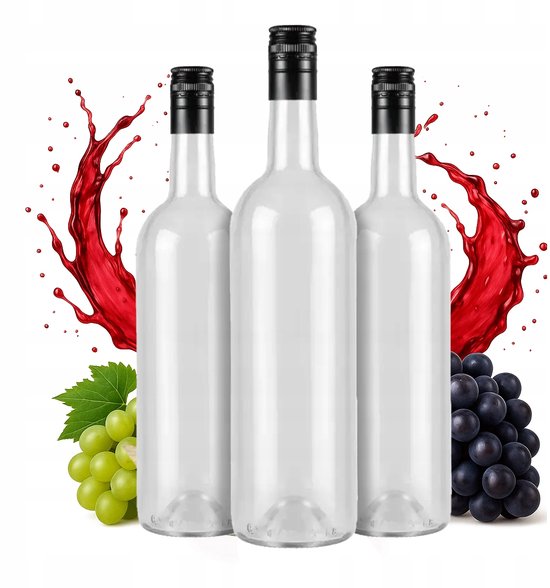 Bimberek - Glazen Flessen - 750ml - Transparant - Set van 10 van Merkloos