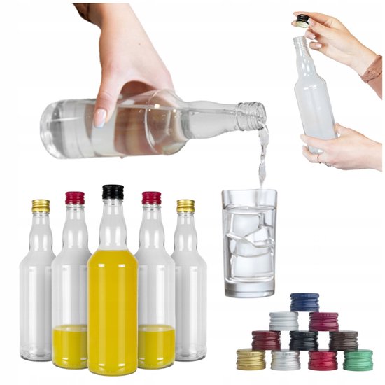 Bimberek Monopol - Glazen Fles - 500ml - Geschikt voor Alcohol - Transparant Glas