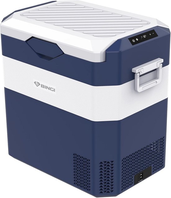 BINGI Draagbare autokoelkast, 42 l, met compressor, elektrische vriezer (-18 °C tot +15 °C), 12 V/24 V/220 V, voor camper, boot, camping en reizen, compact en schokbestendig design van Merkloos