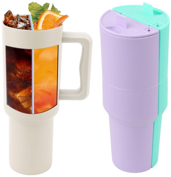 Binnenbekergedeelte voor Stanley Cup, 2-in-1 drankscheider Siliconen voering Herbruikbare 40oz beker Waterfles Accessoires Dubbele verdeellade voor warme en koude dranken