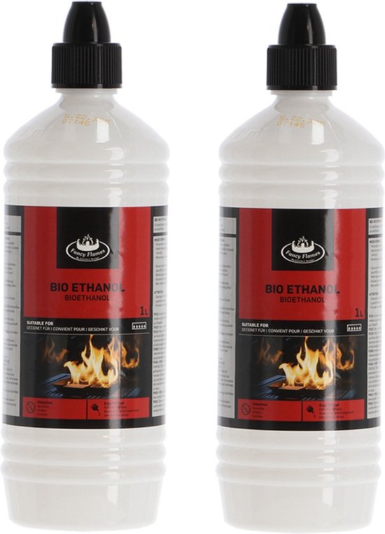 Bio ethanol voor sfeer en tafelhaarden - 2x - 1 liter - voor binnen en buiten van Huismerk