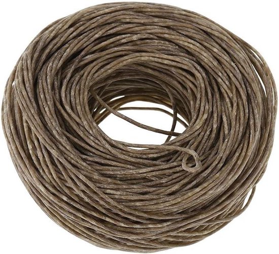 Biologische Hennep Natuurlijke Katoenen Kaarslont 61 m - Pure Bijenwas - DIY Olielamp Kaarsdecoratie - Waterdicht (Donker) van Merkloos