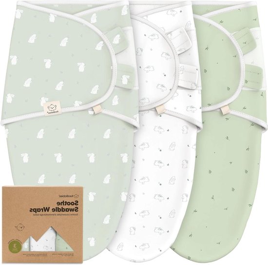 Biologische Swaddle Wrap Dekens - 3-Pack Pasgeboren Swaddles 0-3 Maanden Ergonomische Slaapzak Sacks Deken Voor (Bunnies) van Merkloos