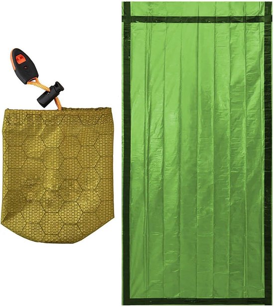 Bivaktas Waterdicht - Survival Slaapzak - Outdoor Overleven - Herbruikbare Aluminiumfolie - 200 x 90 cm - Groen Oranje