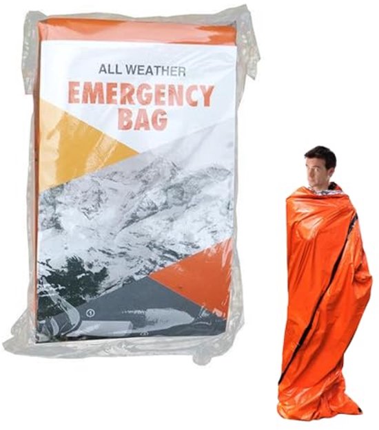 Bivakzak voor noodsituaties, waterdichte slaapzak, hitte- en koudeafstotend, lichtgewicht, ideaal voor outdoor, camping en wandelen van Merkloos