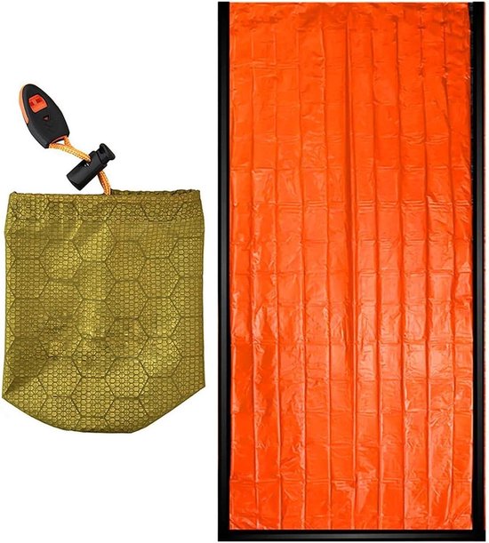 Bivakzak Waterdicht - Survival Slaapzak - Outdoor Overleven - Warmte Reflecterend - 200 x 90 cm - Oranje Groen