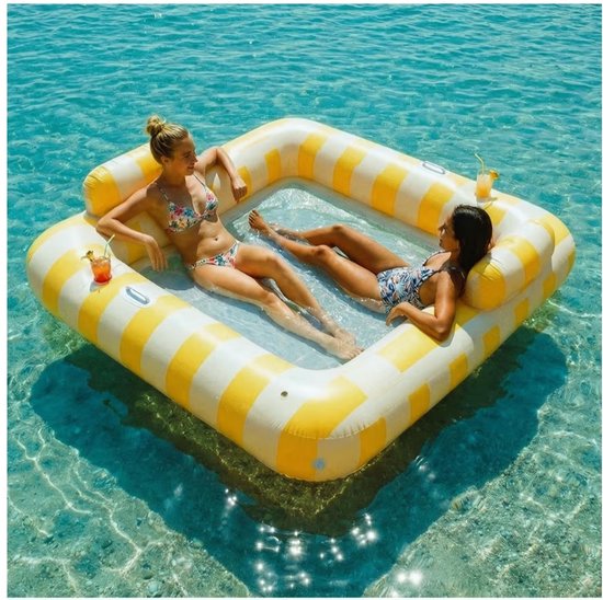 BIXc®- Opblaasbaar Luchtbed, Opblaasbare ligbed met bekerhouders, camping, vakantie, 201 x 179 cm, 2 personen luchtbed.