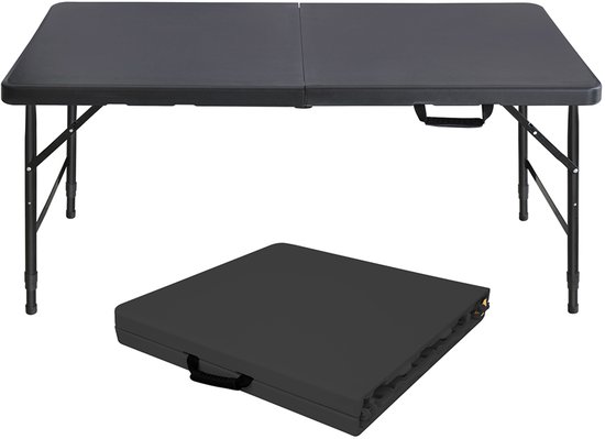BLACKCOLORS - Klaptafel - 125 cm - Robuust en Draagbaar - Met Handvat - Hoogte Verstelbaar - Multifunctioneel - Voor Binnen en Buiten - Draagvermogen 135 kg - Zwart van Merkloos