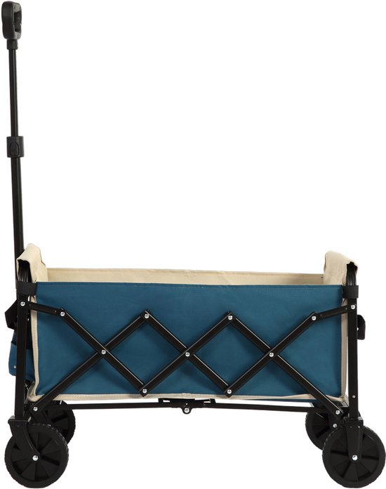BLACKCOLORS Lichte en robuuste opvouwbare strandkarren met wielen - Multifunctionele karren voor buitengebruik voor boodschappen, kamperen, winkelen, sporten, tuinieren, met grote capaciteit - Blauw van Merkloos