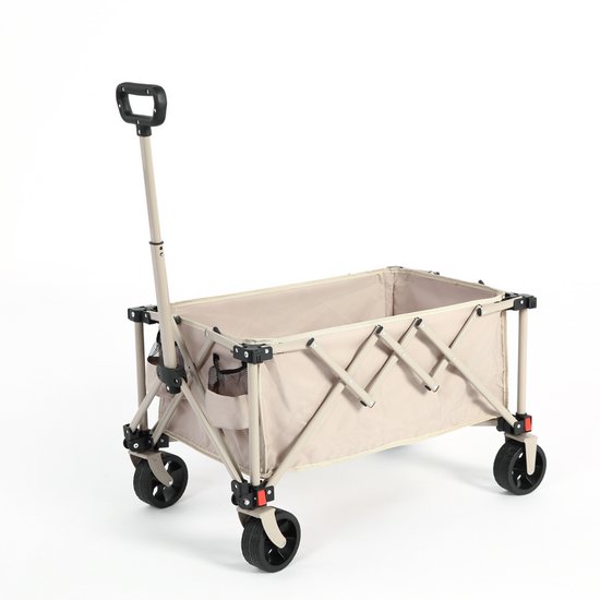 BLACKCOLORS Opvouwbare karren, opvouwbare kar met terreinwielen, stevige tuinkarren met verstelbare handgreep, multifunctionele kar voor buitengebruik voor kamperen, boodschappen doen, sporten en vissen - Beige van Merkloos