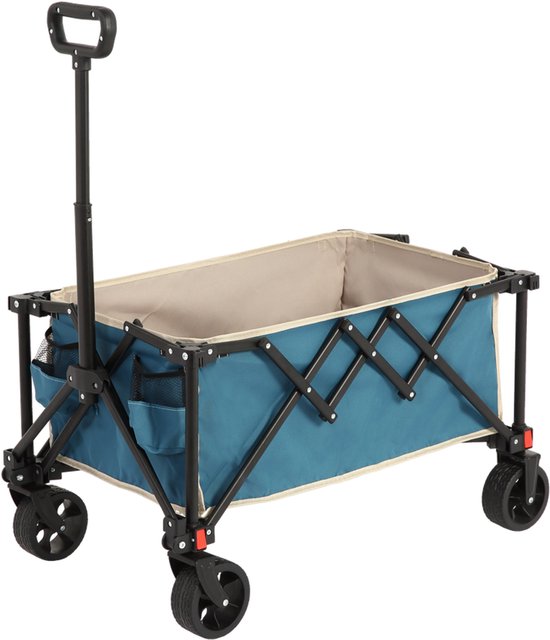 BLACKCOLORS Opvouwbare karren, opvouwbare kar met terreinwielen, stevige tuinkarren met verstelbare handgreep, multifunctionele kar voor buitengebruik voor kamperen, winkelen, sporten en vissen - Blauw van Merkloos
