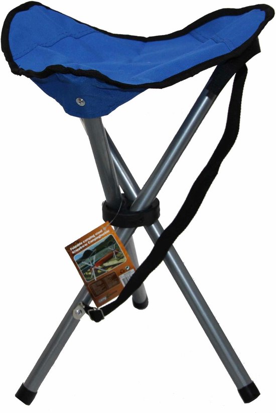 Blauwe opvouwbare lichtgewicht campingkruk/visserskruk 31 x 50 cm - Outdoor/vakantie - Inklapbaar stoeltje/krukje van SportX