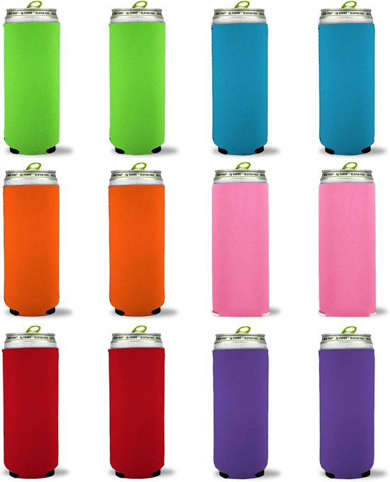 Blik Koelers - Koozies - Drank Koud Houden - Opvouwbaar Slank Ontwerp - 12 Vloeibare Ounces - Meerkleurig