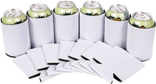 blik koelhoud hoesje - Blikjeskoeler - Wit - 6 Stuks - Frisdrank koeler - Bier koud houden van Bo-Camp