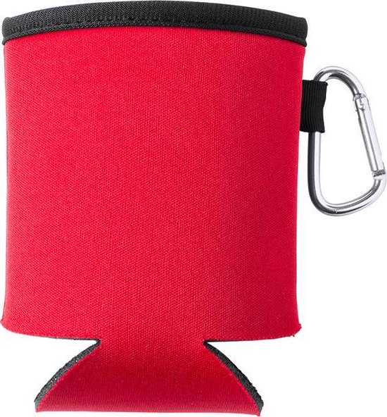 Blikjes houder koeler hoes met karabijnhaak | can cooler | rood van Merkloos