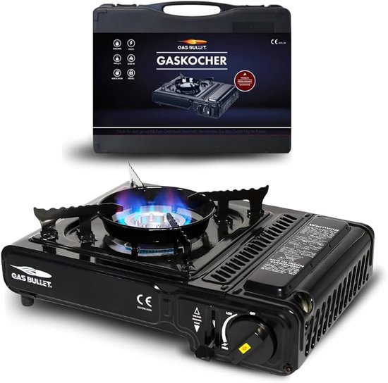 BlockTravel - Gas Bullet - Gasstelletje noodpakket - Camping gasstel - Gasbrander - kooktoestel - Gas Stove - Draagkoffer van Merkloos
