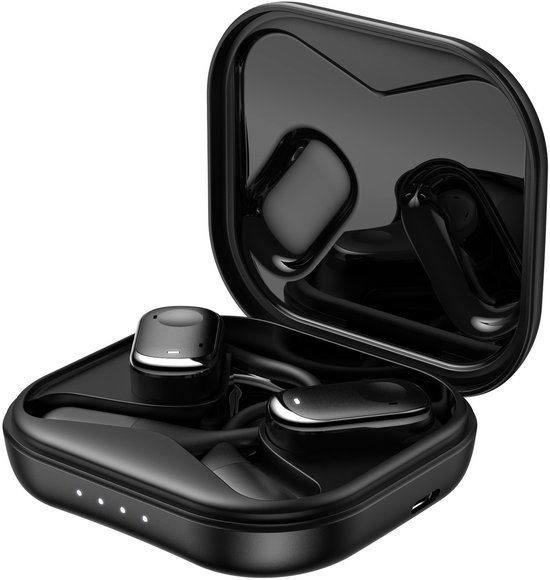 Bluetooth-oortjes met vertaalfunctie, ondersteunen realtime meertalige vertaling, videogesprekken, offline/online modus, simultaanvertaling, effectief bereik van 5 meter, ABS+PC-materiaal, zwart. van Merkloos